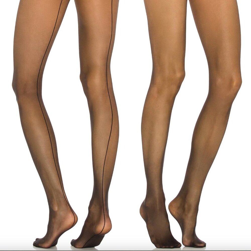 NEW Medium Wolford Individual 10 Back Seam Tights in Black Sheer Stockings
